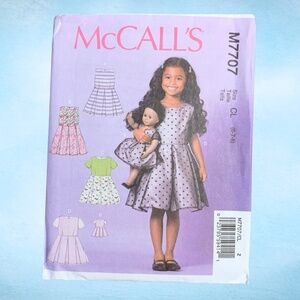 NEW McCalls M7707 Matching Girl & Doll Dresses Sewing Pattern